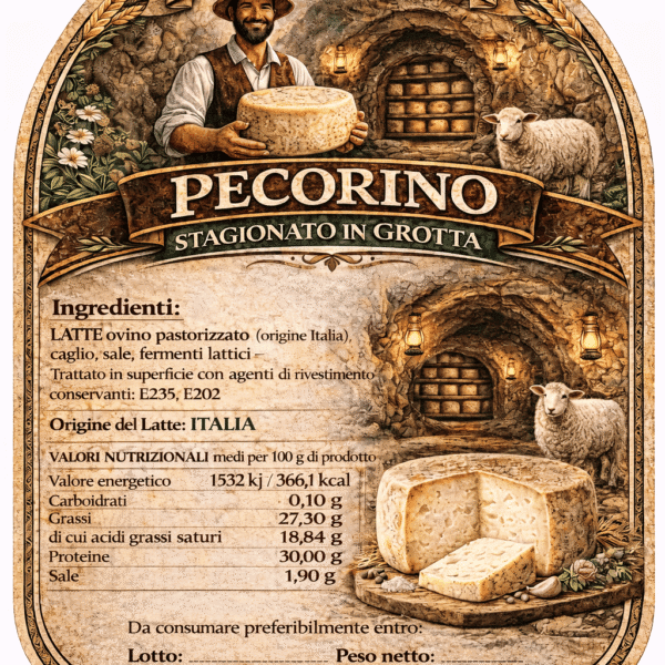 Alternative view of Pecorino Stagionato in Grotta