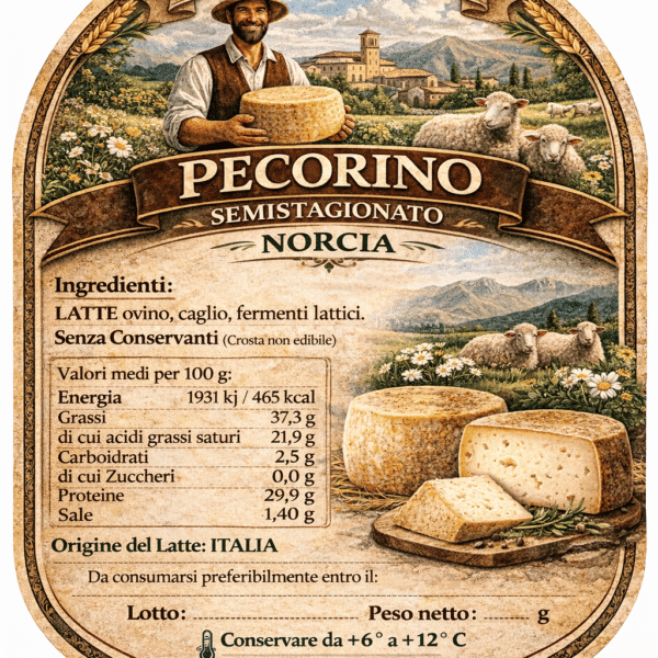 Alternative view of Pecorino Semistagionato Norcia